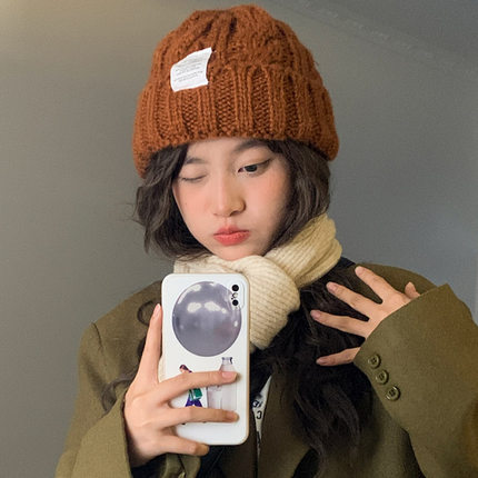 针织帽女秋冬显脸小ins韩系高级感保暖学生百搭休闲冷帽堆堆帽潮