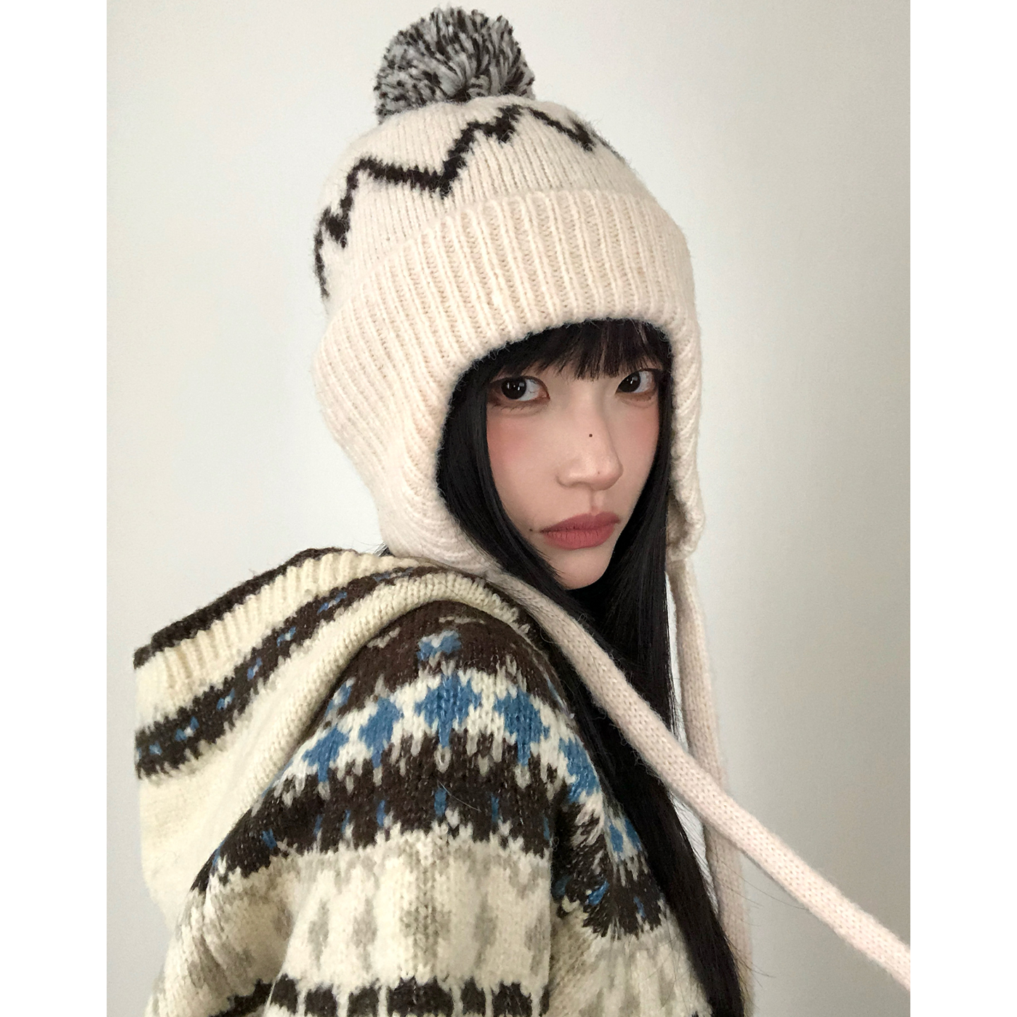 韩版费尔岛针织包头帽