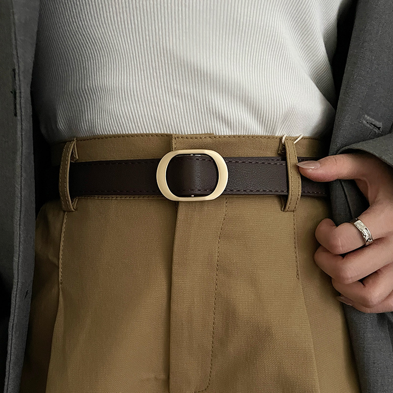 简约百搭无孔腰带日常通勤