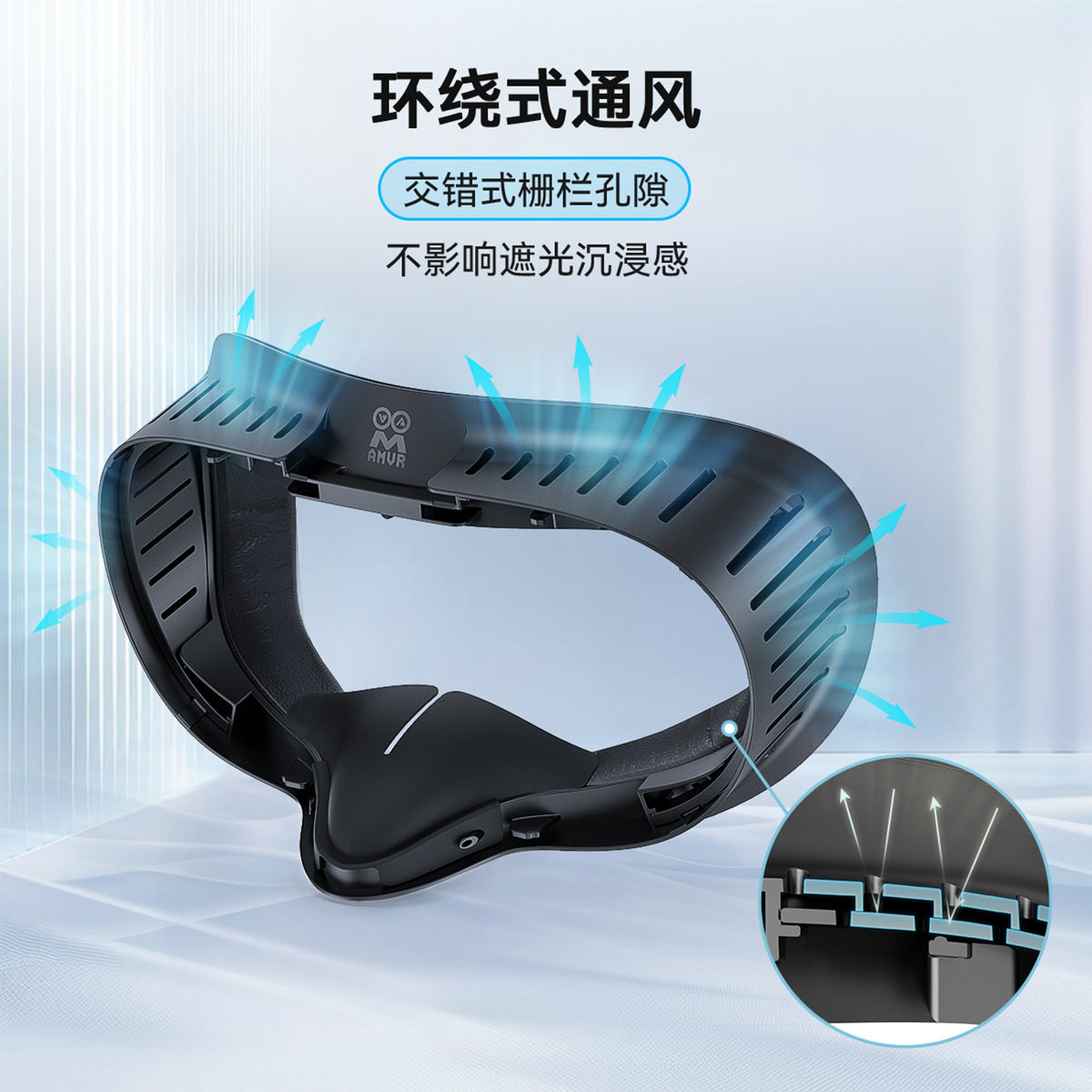 新款适用于Quest3S 全通风 Z形通风设计 皮革冰丝面罩