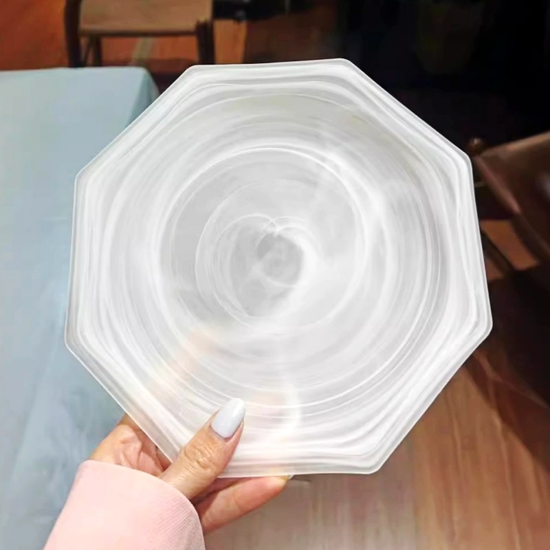 水晶玻璃云雾盘茶盘餐盘西餐高级图片