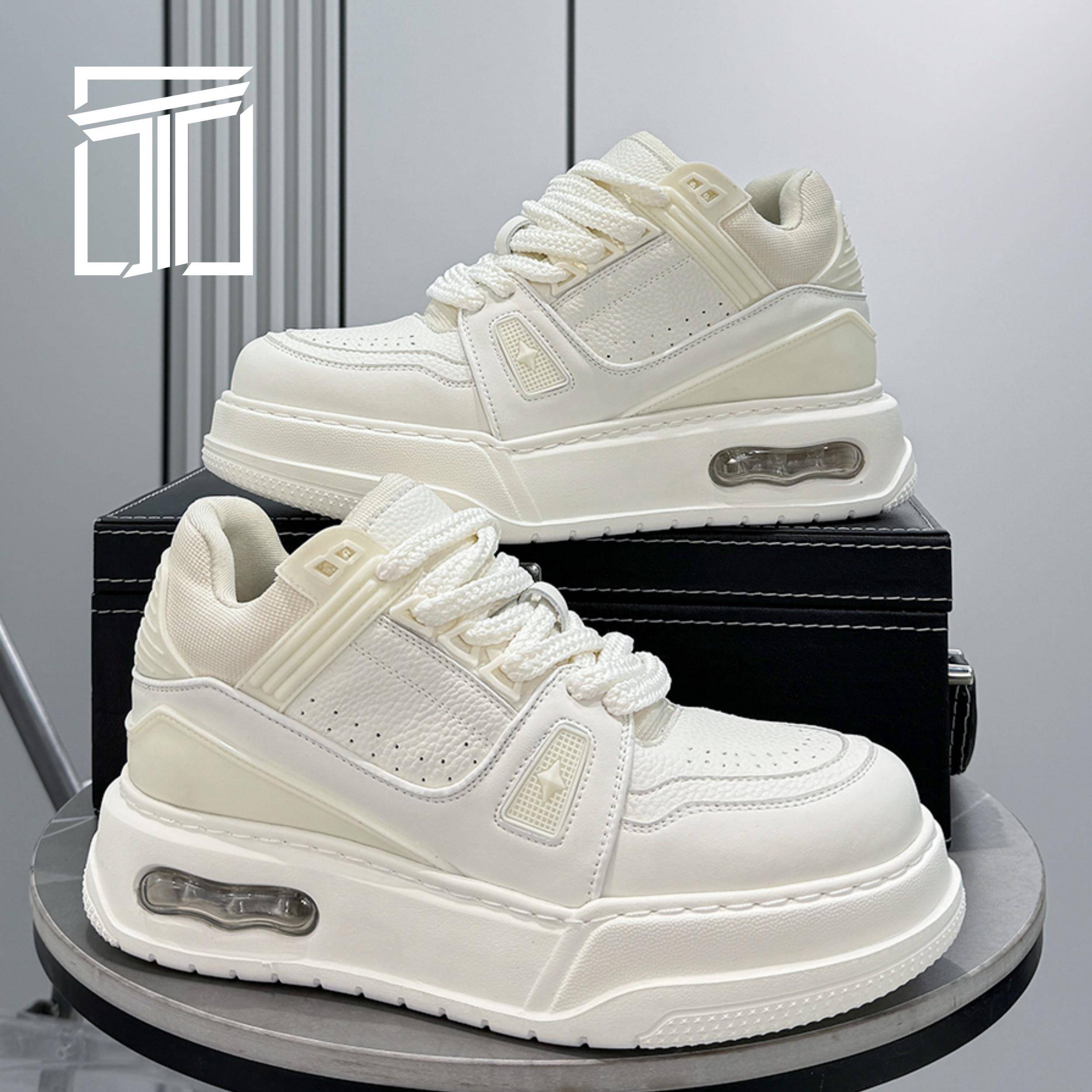 香港ITUN7G冬季新款男鞋潮流轻奢厚底增高板鞋时尚皮面气垫休闲鞋