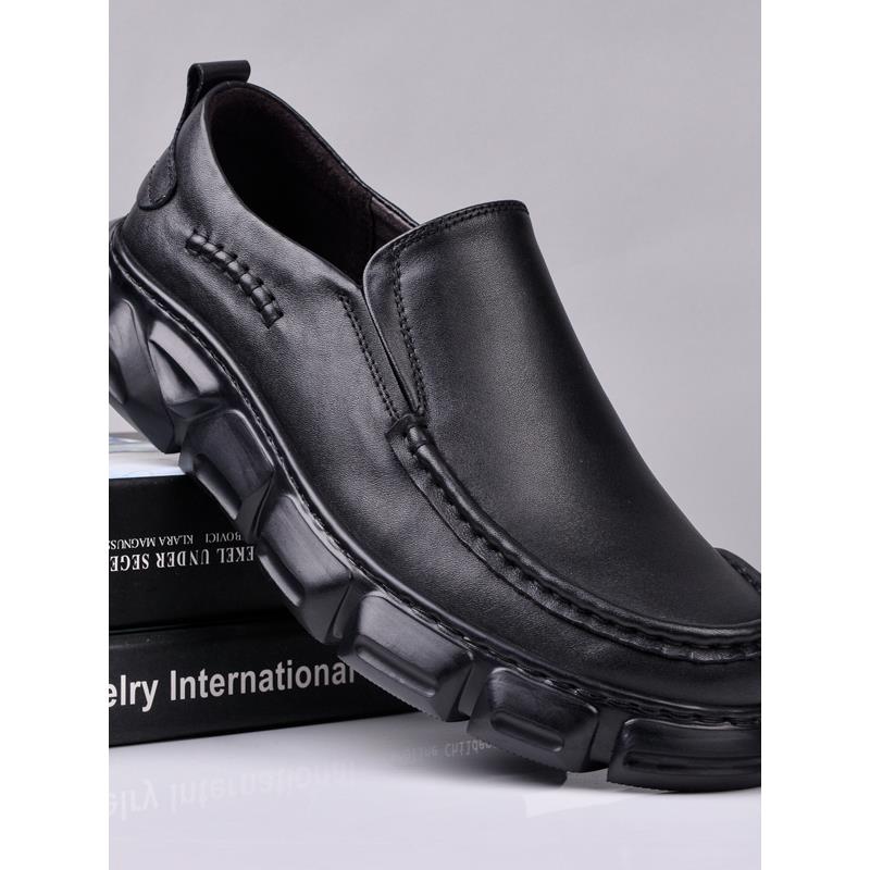 时尚百搭真皮商务男鞋潮2025春秋新款防滑透气一脚蹬男鞋休闲皮鞋