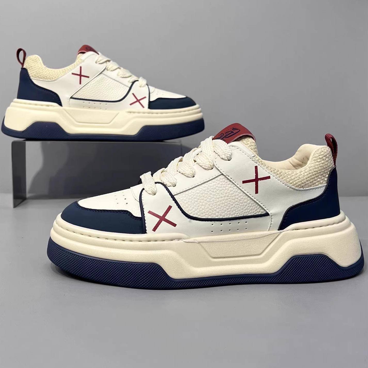 时尚潮牌原创真皮休闲板鞋秋季新款厚底百搭增高运动潮流男鞋子男