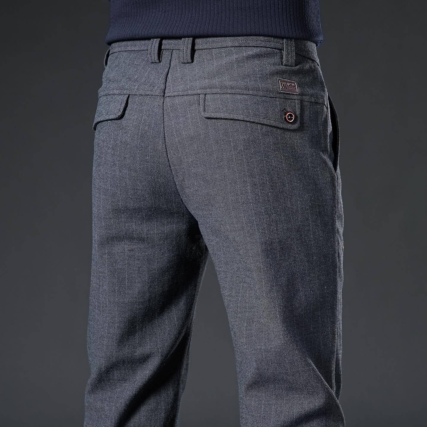 香港高端银丝黑休闲裤男款春秋款修身直筒2025新款弹力商务长裤子