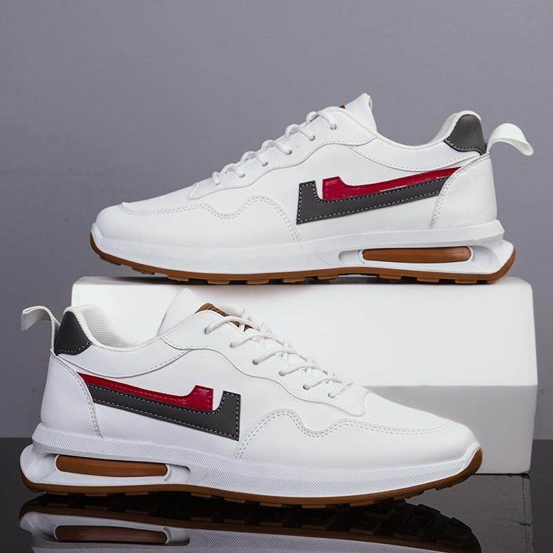 男鞋2024秋季新款皮面防水休闲运动鞋时尚小白鞋韩版百搭老爹潮鞋