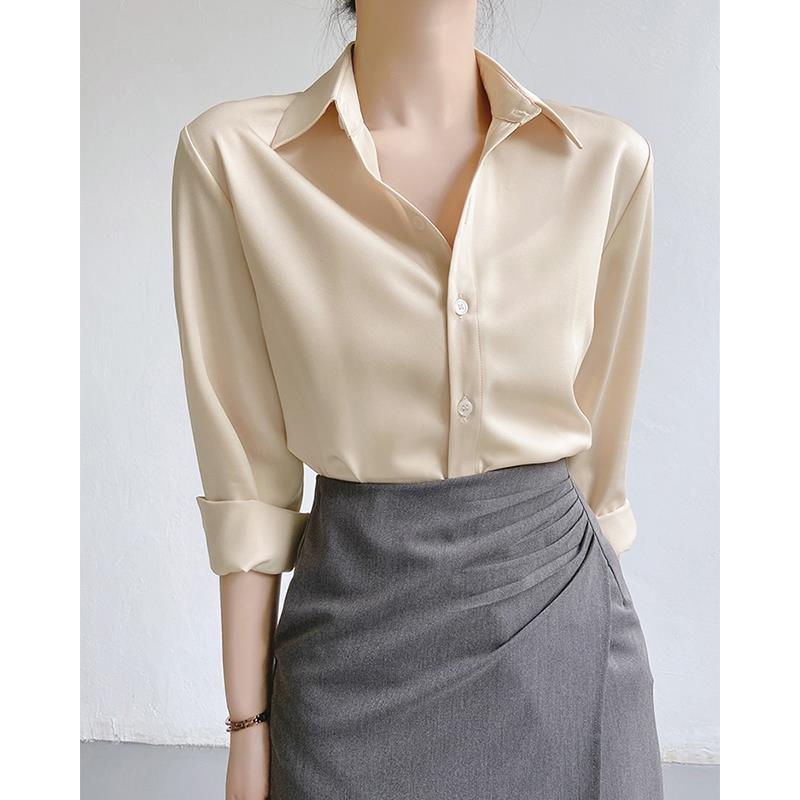 欧洲站职业衬衫女时尚洋派设计感小众2025新款春秋高级感缎面衬衫