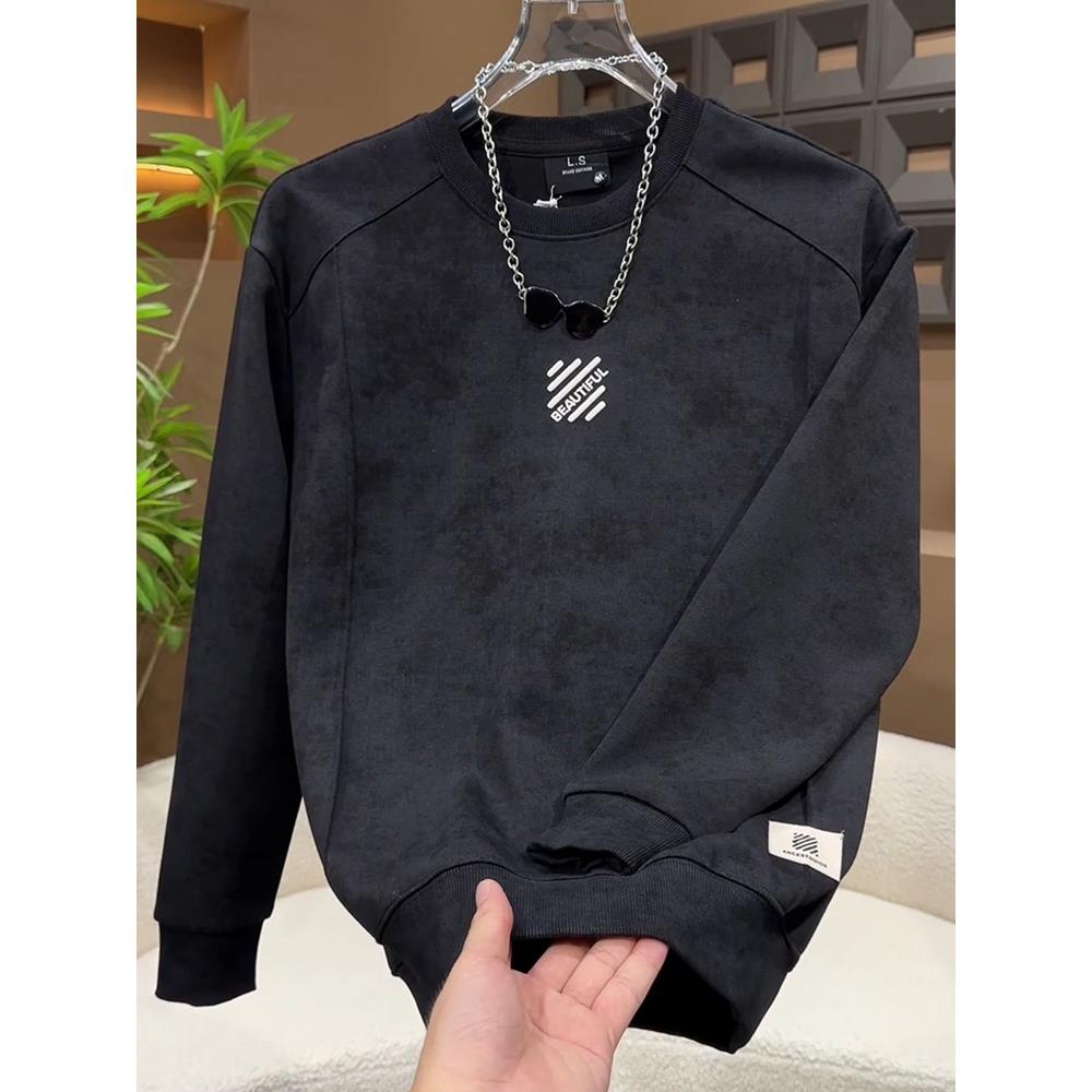 MAROLIO~潮流新趋势！美式高街圆领卫衣男2025新款设计感刺绣长袖