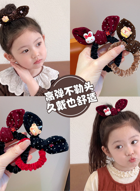 秋冬女童兔耳波点嗯嗯发圈发绳