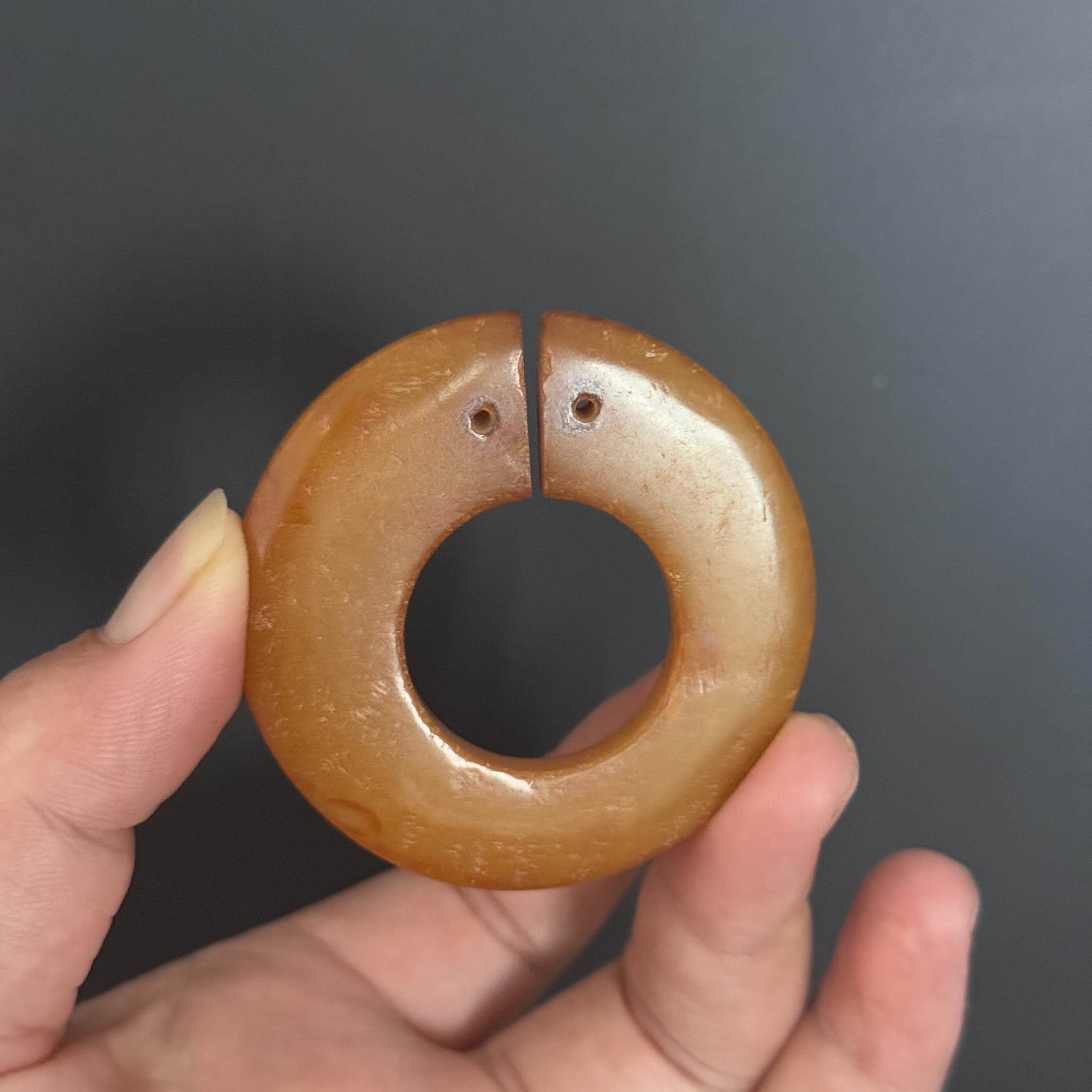 战汉古做旧老物件古董古玩玉器岫玉雕刻玉环吊坠高古玉老玉收藏