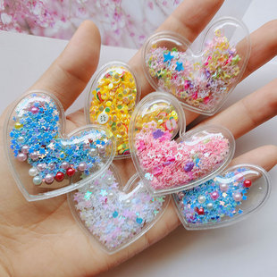 流沙桃心混色 PVC透明亮片印刷水果儿童发饰配件流行饰品配件