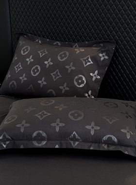 潮牌网红轻奢黑色耐脏四叶草亲肤水洗棉枕套一对单双人枕头套一只