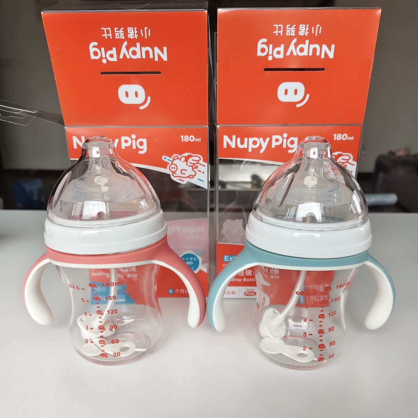 小猪努比70广口径奶瓶配件纳米银食品级硅胶奶嘴吸管嘴直饮嘴鸭嘴