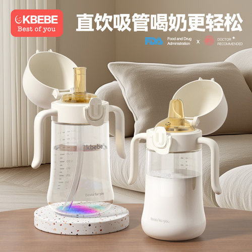 CKbebe彩虹翻盖宽口径奶瓶奶嘴食品级硅胶纳米银吸管嘴直饮嘴鸭嘴