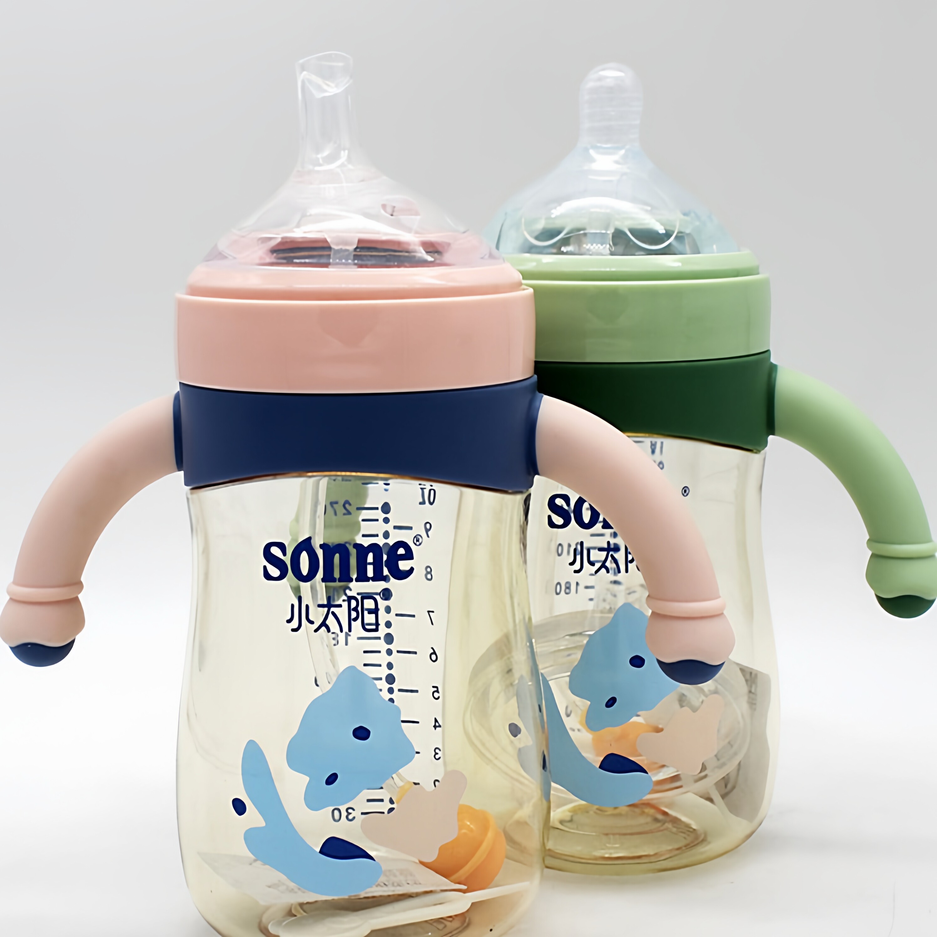 小太阳60宽口径奶瓶配件奶嘴食品纳米银一口吸式吸管嘴直饮嘴鸭嘴