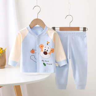 婴儿衣服秋冬季a类纯棉男女宝宝分体秋衣套装高腰护肚贴身秋装