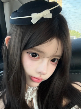 #纯欲#水手风小礼帽黑白蝴蝶结拍照贝雷帽女生可爱甜美圆顶帽发饰