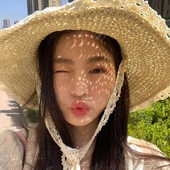 度假拍照ins韩系少女蕾丝系带草帽夏季 出游防晒海边遮阳草编帽子