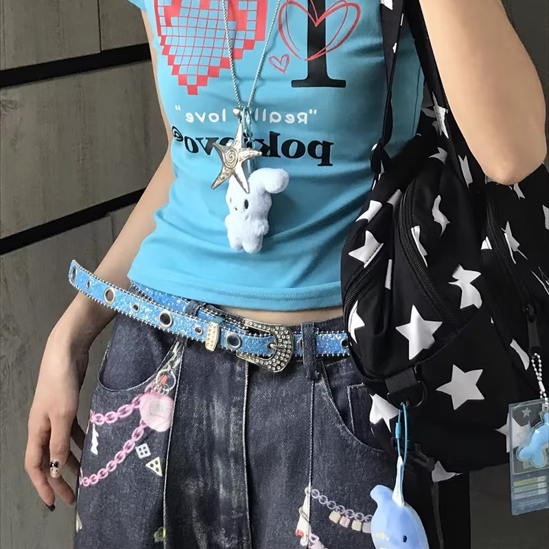 亚文化穿搭配饰轻亚镶钻腰带女涩古小众设计感辣妹y2k牛仔裤皮带