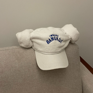 小众设计可爱字母刺绣泰式桑拿帽女轻亚风朋克毛巾鸭舌棒球帽子潮