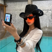 拽姐出街 草编牛仔帽遮阳防晒透气草帽女镂空大沿草帽旅行沙滩帽