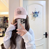 韩韩 帽子～粉色字母刺绣棒球帽女春夏简约遮阳帽休闲百搭鸭舌帽