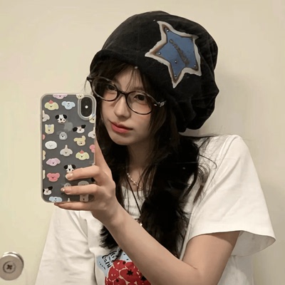 铆钉五角星刺绣贴补堆堆帽亚比潮