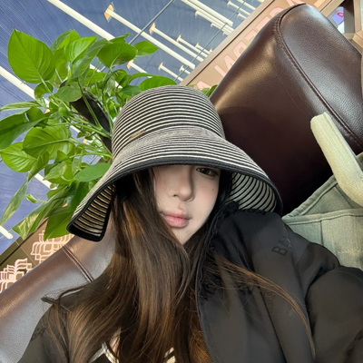 【轻奢风】2025环绕式灯罩草帽女大檐透气渔夫帽遮阳防晒太阳帽子