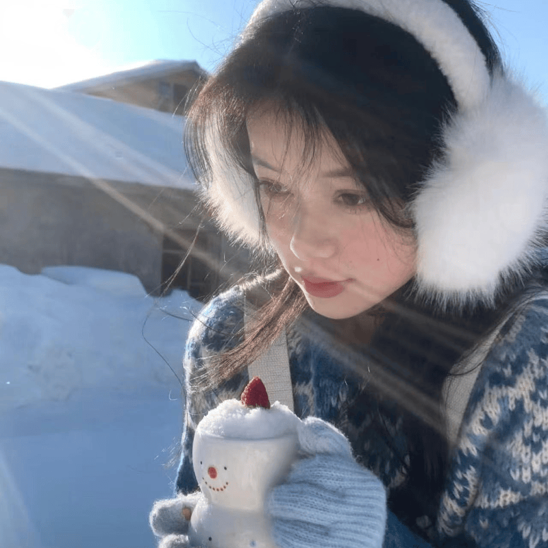 禾木雪花冬日纯白仿兔毛茸茸耳罩