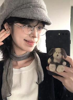 高智姐感~短发日系灰色报童帽女秋冬季显脸小气质设计复古贝雷帽