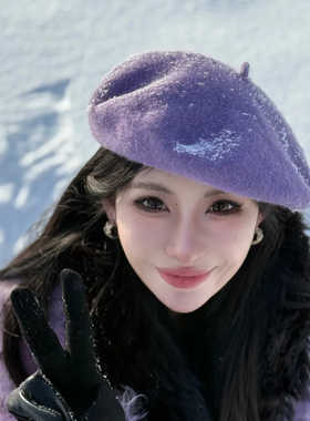 秋冬季新款文艺复古显白画家帽女韩版大头围显脸小气质百搭贝雷帽