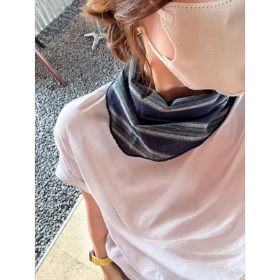 浪漫复古派~古着条纹全棉三角巾