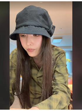 龙嫂同款复古翻边水洗牛仔鸭舌帽女春夏显脸小韩版贝雷帽报童帽子