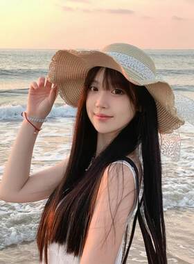 橘子海~蕾丝花边蝴蝶结沙滩草帽