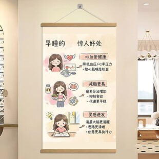 人生大的捷径早睡保持良好作息早睡早起挂画治愈装饰画宿舍卧室