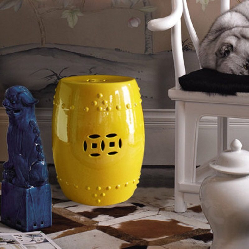 景德镇高温釉陶瓷鼓凳鼓椅家居客厅复古摆件装饰花台换鞋凳子中式,家居饰品,落地摆件,淘宝优惠券,粉丝福利购,淘宝优惠卷