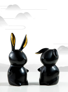 手工雕塑黑色陶瓷轻奢样板间