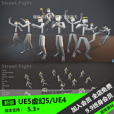 UE5虚幻4 游戏街头格斗手工动画包Street Fight Animations