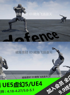 UE5虚幻4 标准忍者动画包忍术结印通灵术奔跑Bare Ninja AnimSet