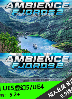 UE5虚幻4 大峡谷自然环境身临其境游戏音乐雨声溪流水鸟Fjords 2