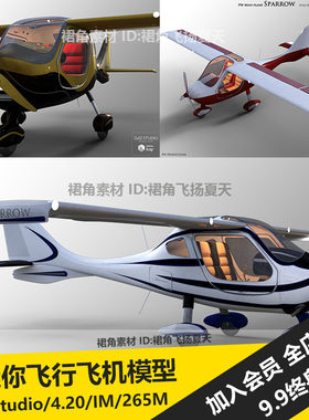 DAZ3D Studio 小型飞机迷你私人飞行工具驾驶舱仪表 3d模型素材