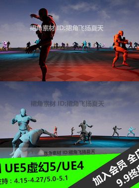 UE5虚幻4 游戏人物角色近战格斗打斗动画包Close Combat Animset