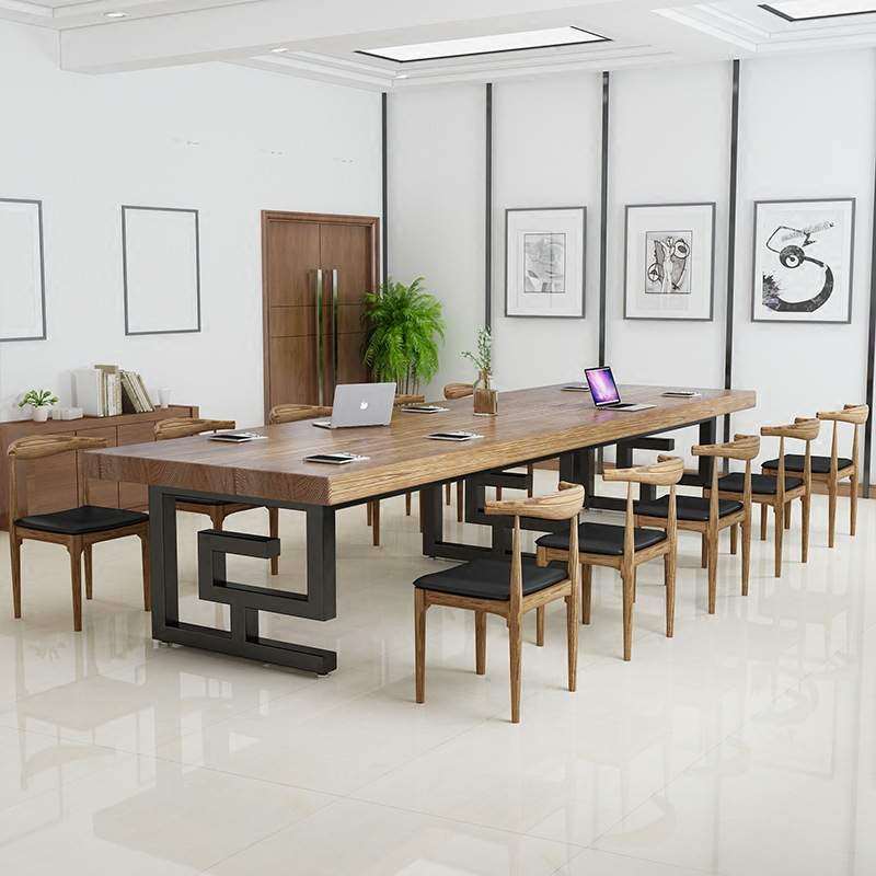 实木办公桌公司培训会议洽谈桌子工作室简约职员办公电脑桌椅