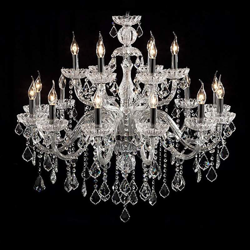 欧式客厅大吊灯复式楼别墅水晶吊灯蜡烛水晶灯具卧室餐厅灯饰