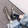 European style Serpentine Bootie Retro Square Flat bottom Chelsea Versatile With crude Short tube Riding boots Women boots