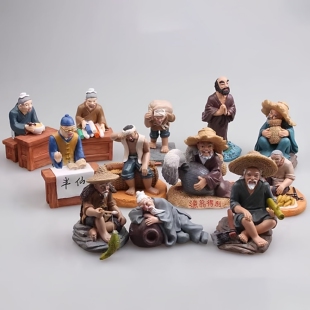 古代人物商贩 农夫 渔翁挑夫水族园艺微景观心理沙盘游戏