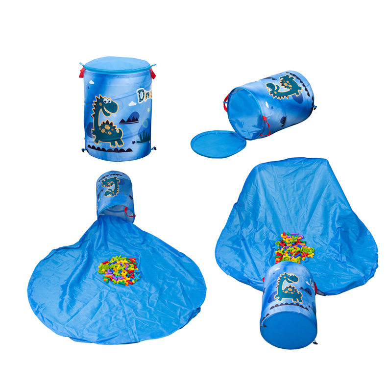 牛津布圆形收纳篮魔术贴二合一玩具收纳袋配彩印游戏垫1428B,收纳整理,毛绒玩具收纳桶/箱,淘宝优惠券,粉丝福利购,淘宝优惠卷