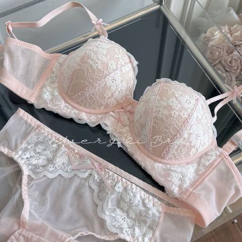 樱花序曲~法式纯欲蕾丝内衣女小胸聚拢显大收副乳防下垂文胸罩bra