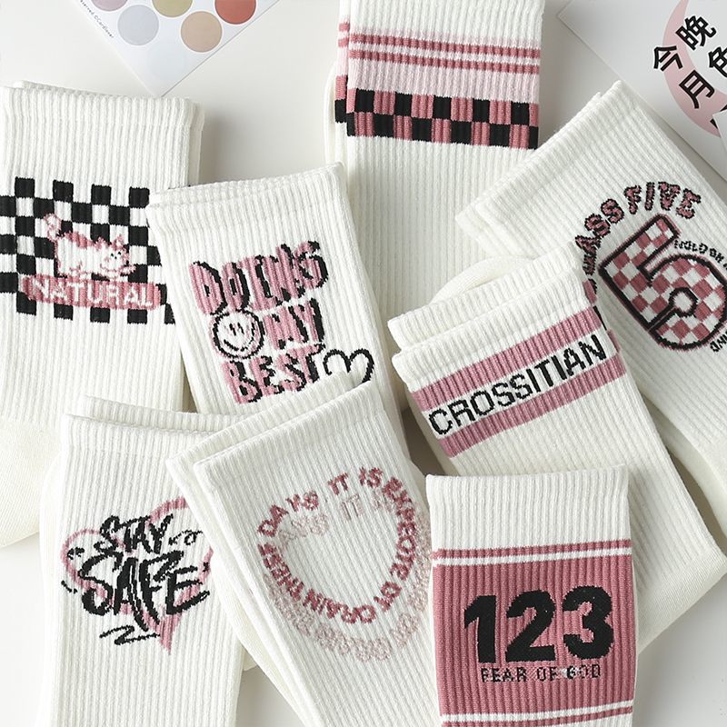袜子女春季新款ins潮百搭森系高颜值学生中筒白色女生可爱长袜女