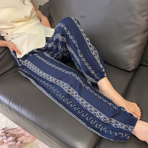 女裤加大码人造棉阔腿